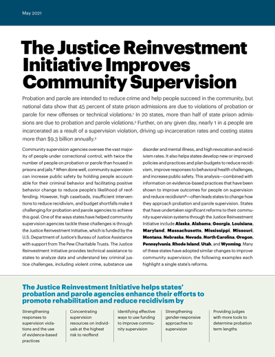 The Justice Reinvestment Initiative Improves Community Supervision cover