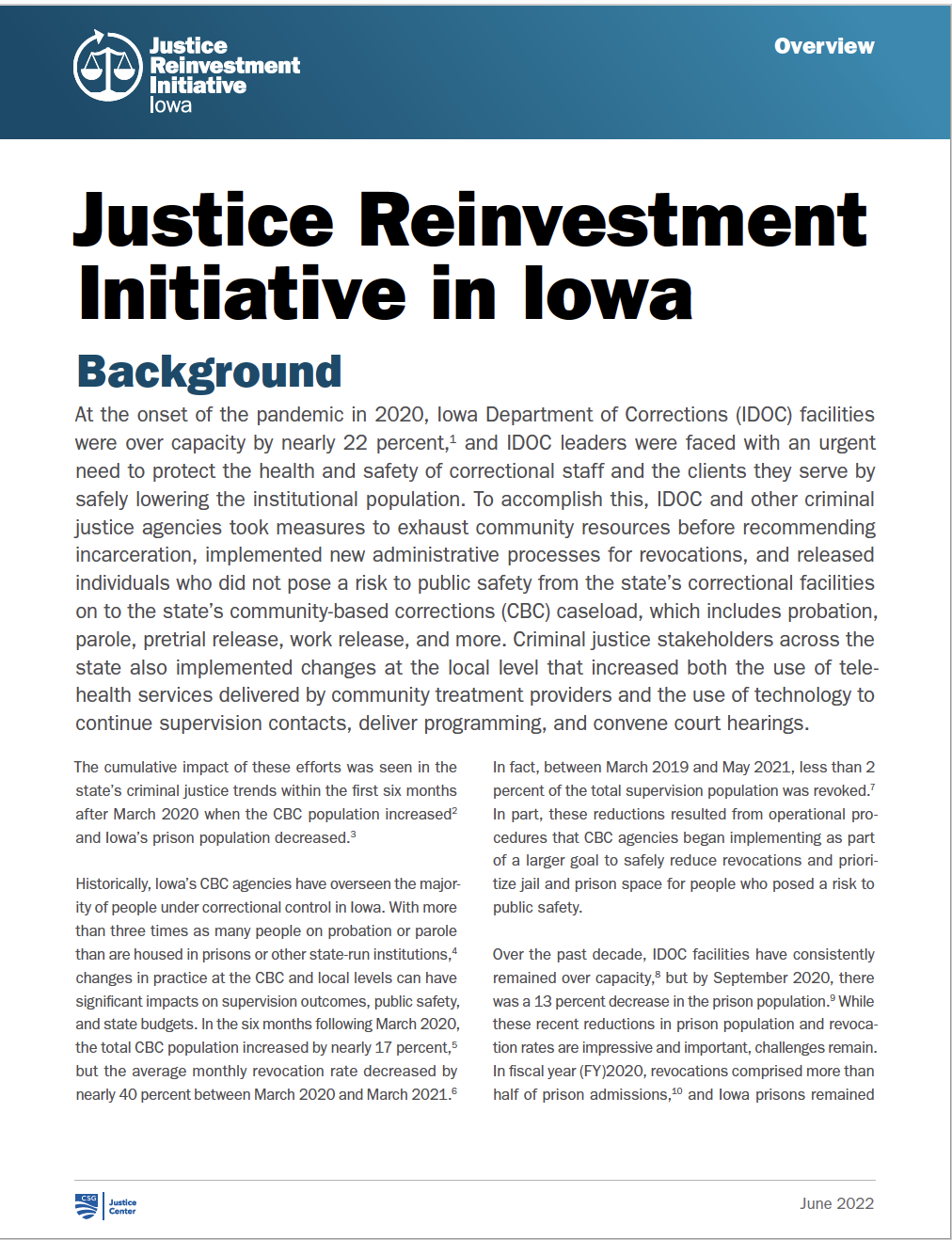 Justice Reinvestment Initiative in Iowa 