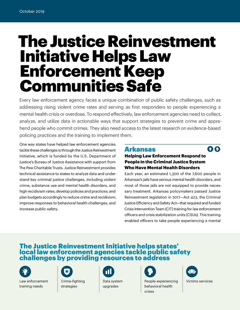 The Justice Reinvestment Initiative Helps Law Enforcement Keep Communities Safe cover