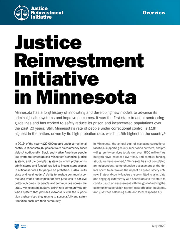 Justice Reinvestment Initiative in Minnesota